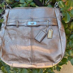 Coach Metallic Silver Shoulder Bag